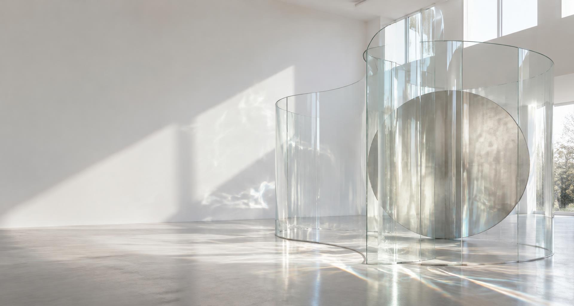 Sculptural silver installation in a contemporary gallery