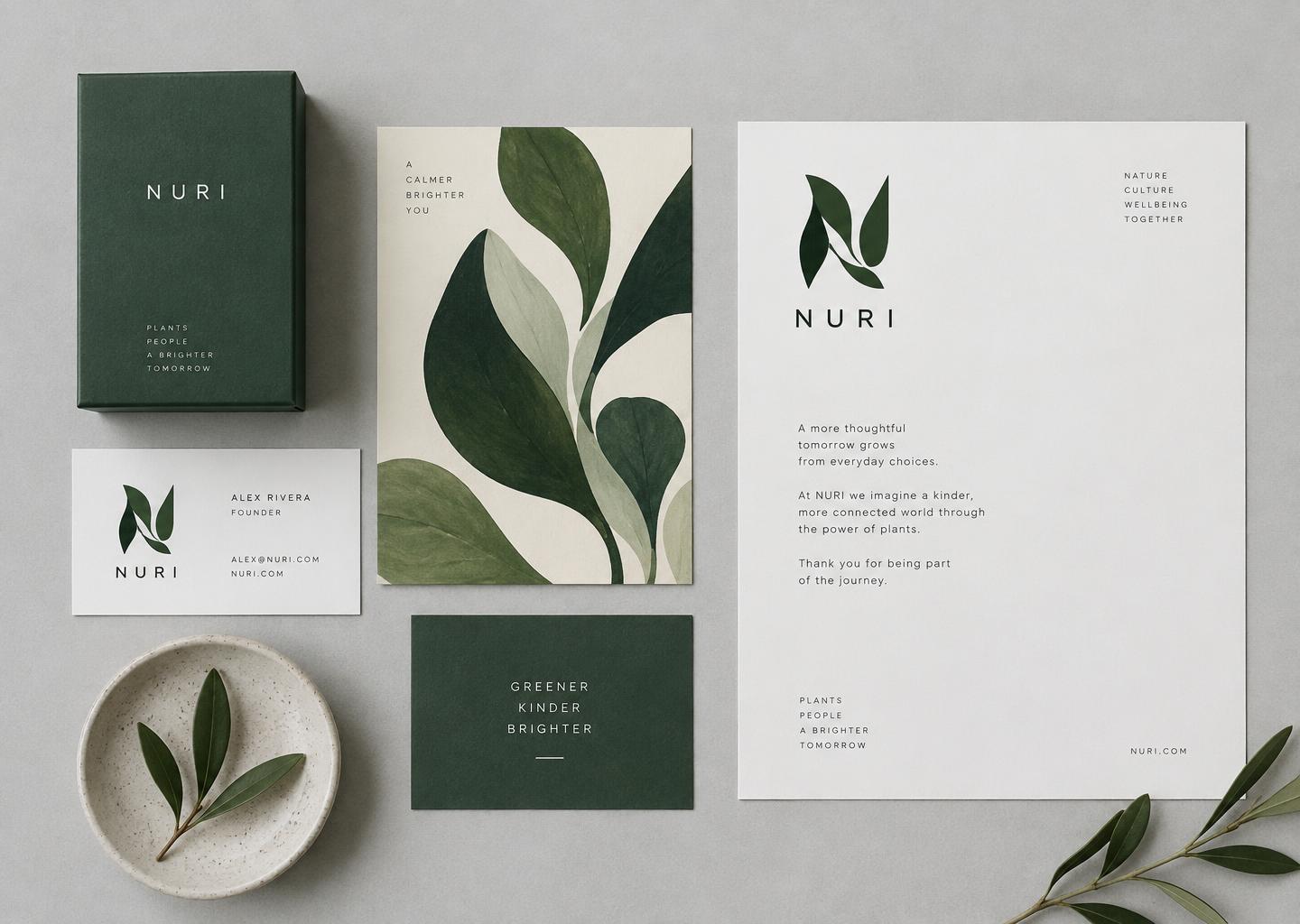 Nuri / Naturally distinct — Botanical & lifestyle identities